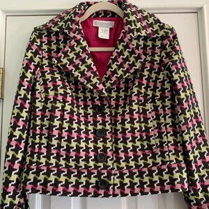 d. terrell ltd. crop jacket pink, black, purple and green size 4